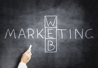 Fototapeta premium Woman draw crossword