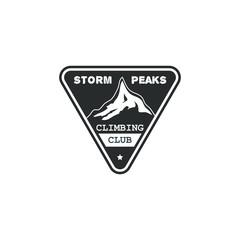 Monochrome logo, emblem club climbing. Storm Peaces.