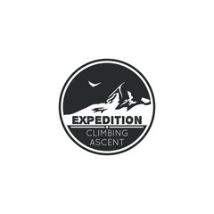 Monochrome logo, emblem expedition, climbing, ascent.