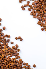 Coffee beans with white background for copy space.
