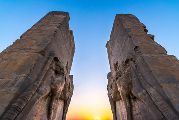 Fototapeta na wymiar Ruins of Gate of All Nations in Persepolis ancient city in Iran