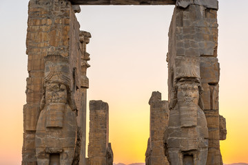 Ruins of Gate of All Nations in Persepolis ancient city in Iran