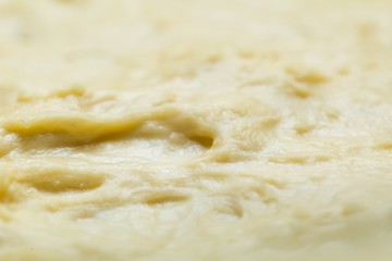 Raw yeast cake growing in bowl