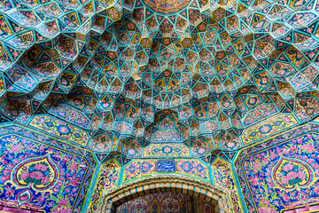ornaments in Nasir ol Molk Mosque (Pink Mosque) in Shiraz city in Iran