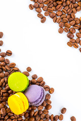 Coffee beans with white background for copy space.