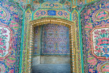 ornaments in Nasir ol Molk Mosque (Pink Mosque) in Shiraz city in Iran