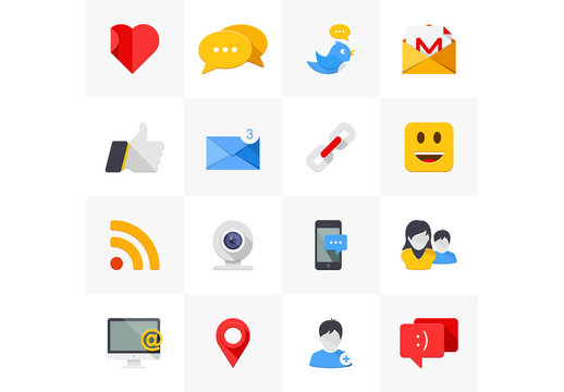 16 Flat Social Media Icons