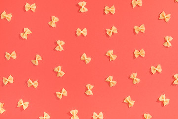 Farfalle pasta flat lay pattern
