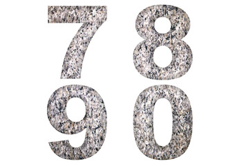 English alphabet texts made from marble rock that isolated on white background