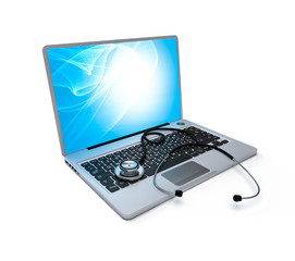 Laptop and stethoscope