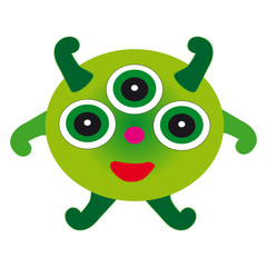 Green monster bacillus on white background