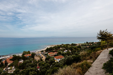 Fototapeta na wymiar Aerical view on the beach of Afytos, Kasandra, Greece