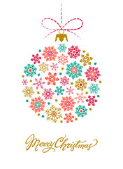 Merry Christmas card with a bauble