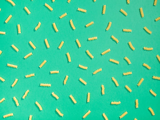Fusilli pasta flat lay pattern