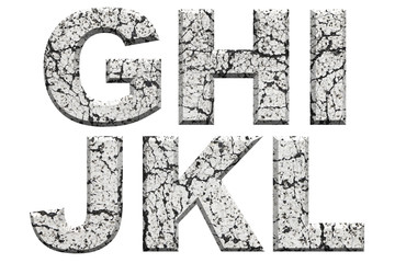 English alphabet texts made from marble rock that isolated on white background