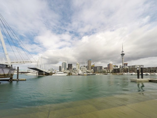 Obraz premium View of Auckland skyline from Viaduct Basin