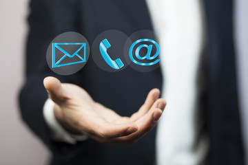 Businessman in his office using digital interface