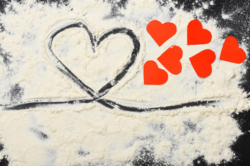 decotarive heart painted on flour