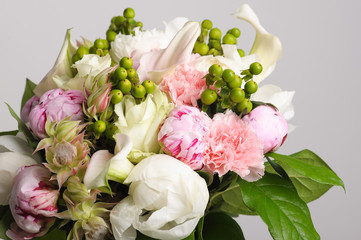 flower arrangement. Bouquet of white peonies. close-up