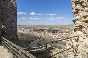 Ancient and majestic medieval castle. Town of Consuegra in the p