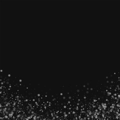 Beautiful snowfall. Abstract bottom on black background. Vector illustration.