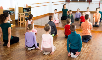 Children studying modern style dance