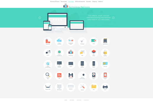 30 Circular Flat Tech Icons
