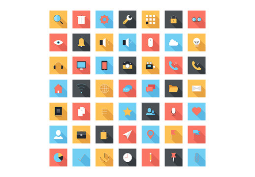 49 Square Tech and Media Icons