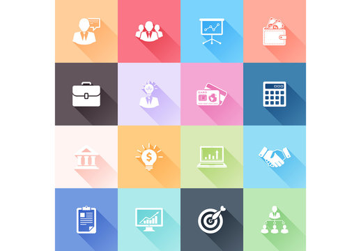 Multicolored Grid Iof Business Icons Illustration