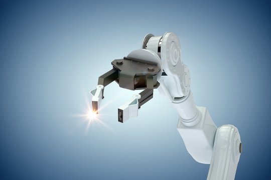 Composite image of cropped image of robotic hand with claw 3d