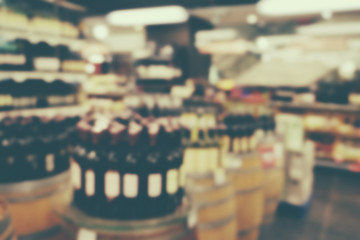 Blurred alcohol department background