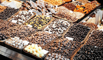 Assortment of sweets at market