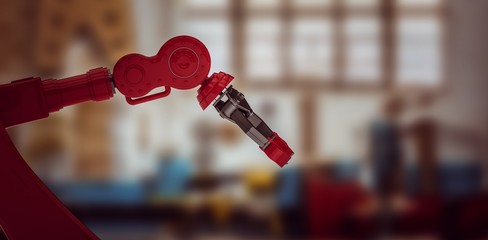 Composite image of close-up of red robot claw 3d