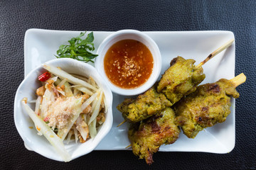 Authentic  thai food taken outdoor in natural lights