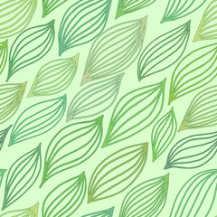 Naklejka na ściany i meble Green seamless pattern with stylized leaves