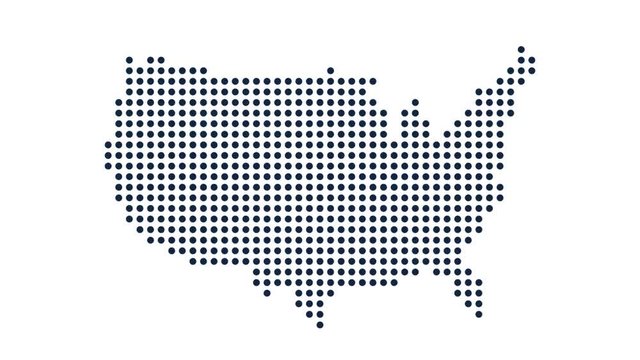 USA Dot Map. Concept for Networking, Technology and Connections. Motion Graphics