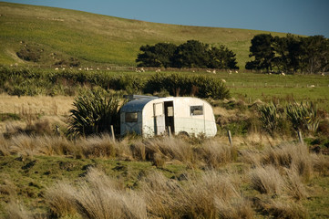 Old Caravan in New Zealand countryside