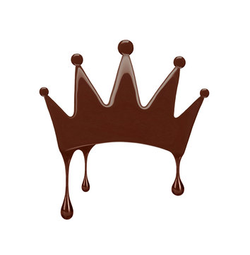 crown made of melted chocolate isolated on white background