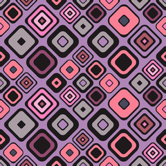 Seamless vector geometrical pattern. Endless background with hand drawn ornamental squares. Pink Graphic vector illustration with ethnic motifs. repeat Template for cover, fabric, wrapping.