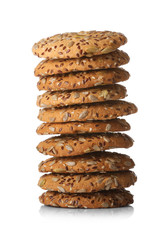 Cereal cookies on white background