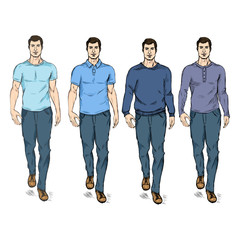 Vector Set of Sketch Fashion Male Models