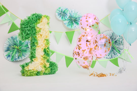 Colorful decor for first birthday party