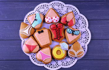 Bachelorette party cookies on wooden background