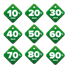Sale percent pricetag green vector