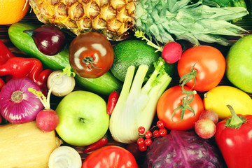 Autumn fruits and vegetables background