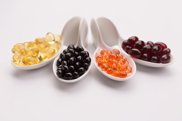 Healthy Supplements on spoons