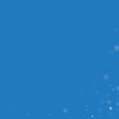 Fototapeta na wymiar Sparse snowfall. Abstract right bottom corner on blue background. Vector illustration.