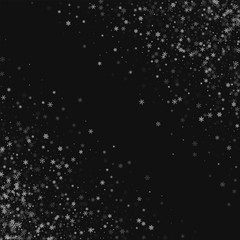 Beautiful snowfall. Abstract chaotic mess on black background. Vector illustration.