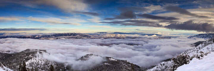 Winter landscape with cloud inversion. Reno, Nevada