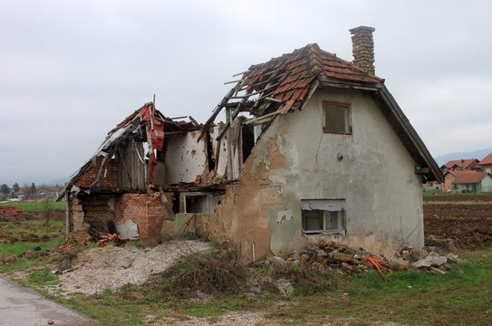 Building Destroyed During A Siege Of Sarajevo, Bosnia And Herzegovina